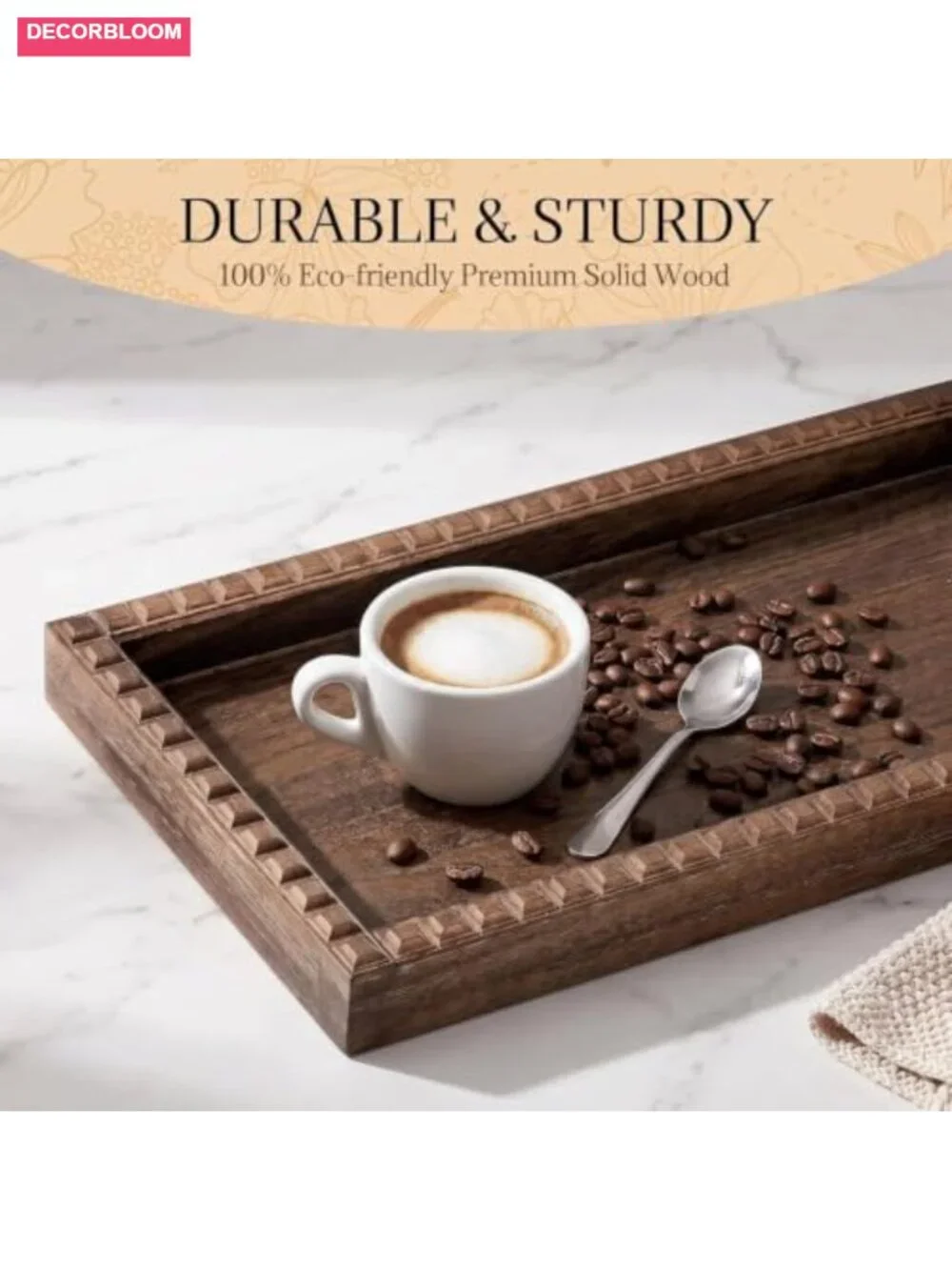 2-Tier Wood Coffee Station Organizer with Drawer Kitchen Countertop Storage